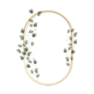 Güzel bir suluboya çerçeve tasarımı zarif bir oval yapı sergiliyor..