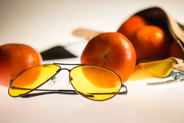 Laranjas Óculos Sol Saco — Fotografia de Stock