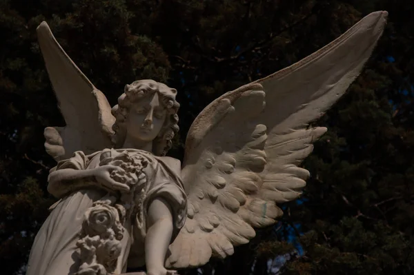 Escultura Anjo Triste Cemitério — Fotografia de Stock