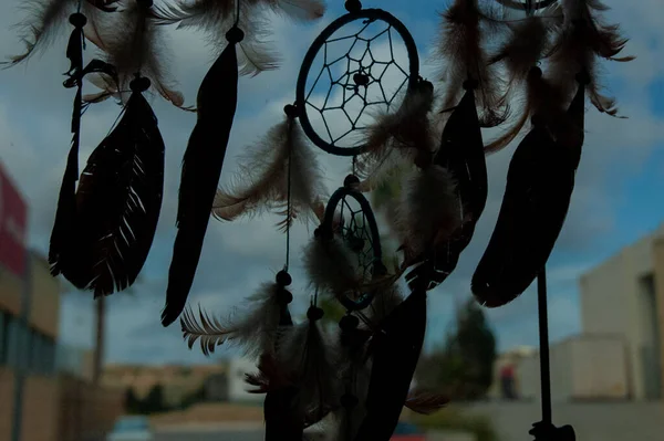 Dream Catcher Feathers Silhouette — Stock Photo, Image