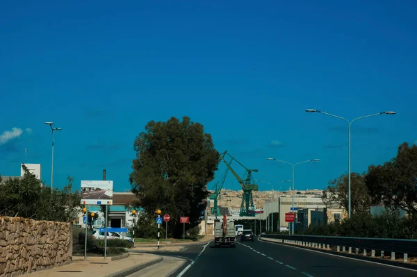 Port Industriel Malte Avec Ciel Bleu — Photo