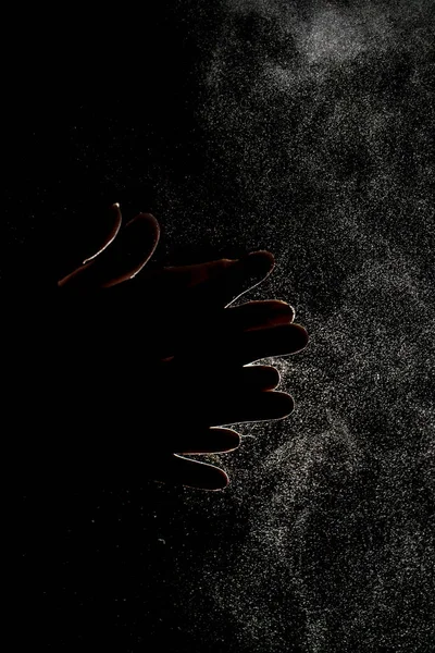 Πιτσιλιές Χεριών Και Λευκής Σκόνης — Φωτογραφία Αρχείου