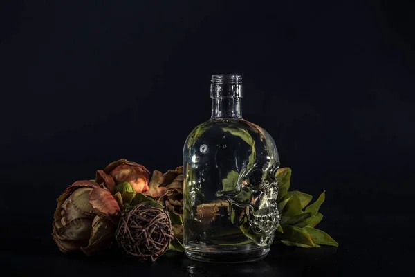 Skull Bottle Composition Water — Stock Photo, Image