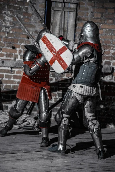 Рыцари Сражающиеся Замке — стоковое фото
