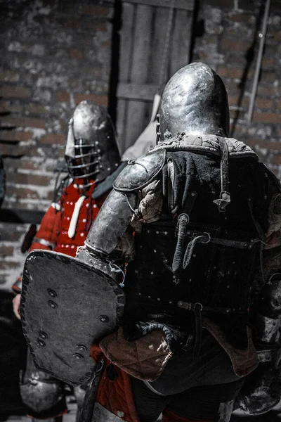 Ritter Kämpfen Einer Burg — Stockfoto