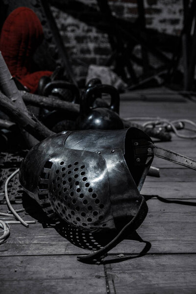 A knight helmet in a castle