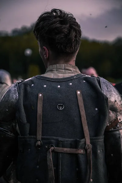 a knight from the back close up