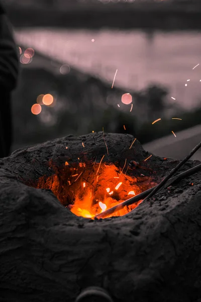 Kování Venku Jiskření Kolem Makra — Stock fotografie