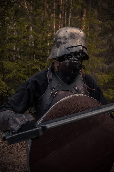 Skeleton Warrior Outdoors Cosplay — Stock Photo, Image