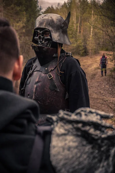 Skeleton Warrior Outdoors Cosplay — Stock Photo, Image