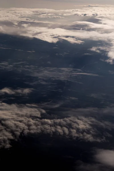 Texturált Felhők Kilátás Egy Síkról — Stock Fotó