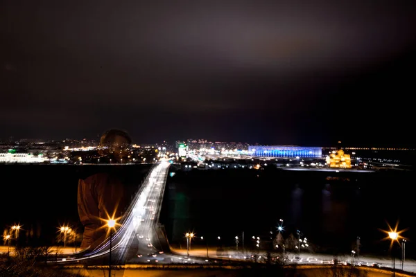 Langzeitbelichtung Szene Des Stadtlebens Der Nacht — Stockfoto