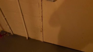 Mavi lateks eldivenli adam kapıyı açıyor ve ortak salona giriyor.