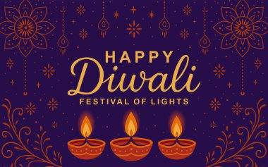 Mutlu Diwali Hint Işık Festivali koyu mavi arka planlı kutlama. Geleneksel Hint kartı geçmişi. Diwali kutlama vektörü illüstrasyon tasarımı poster, afiş, sanat ve sosyal amaçlar için harika