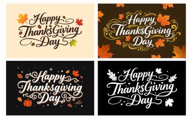 Sonbahar yaprakları ve dekoratif unsurlarla dolu neşeli bir tasarım sunan Şükran Günü illüstrasyonunuz kutlu olsun. Şükran Günü için harika. 2025 tebrik kartı, poster ve mevsimlik tatil günü.