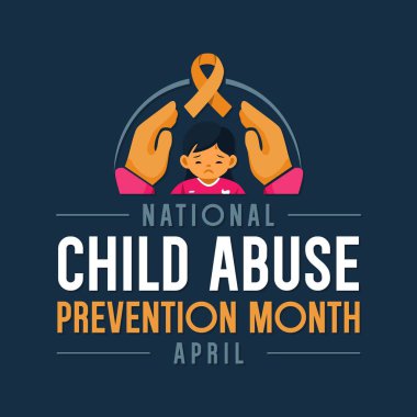 Ulusal Çocuk İstismarı Önleme ve Nisan ayının farkındalığı konulu vektör illüstrasyonu. Pankartlar, posterler, kartlar, şablonlar ve sosyal medya için en iyisi.