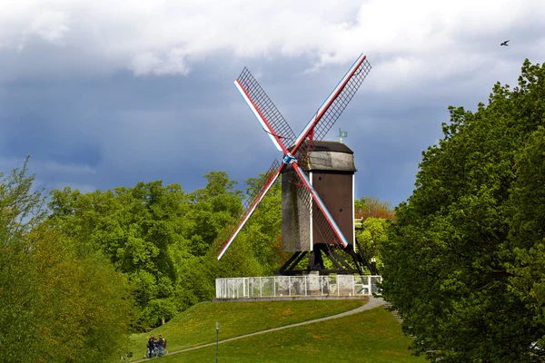 Bir yel değirmeni bir bir tepede Bruges