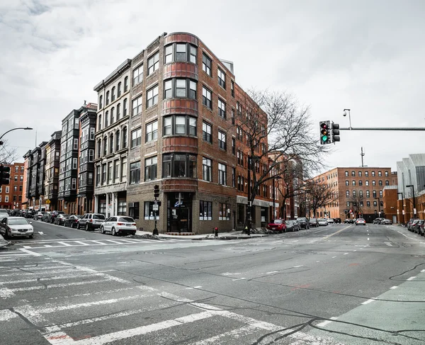 Commercial Street in The North End district of Boston in Winter