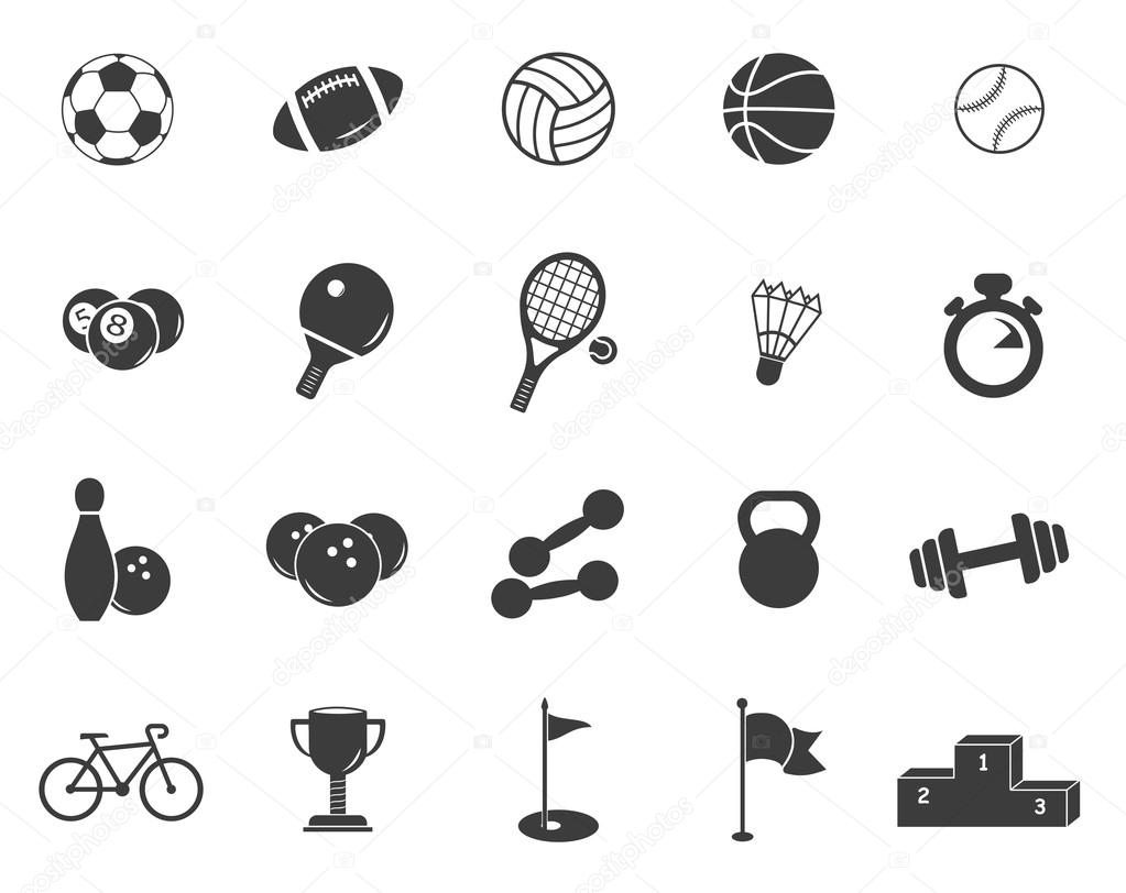 Sports set icons. Sports set Vector isolated on white background. Flat vector illustration in black. EPS 10