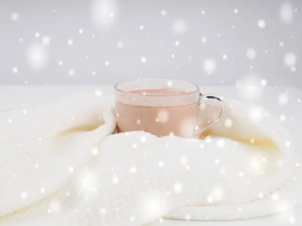 Gourmet Heiße Schokoladenmilch Kakaotasse Mit Marshmallows Auf Weißem Pullover Auf — Stockfoto