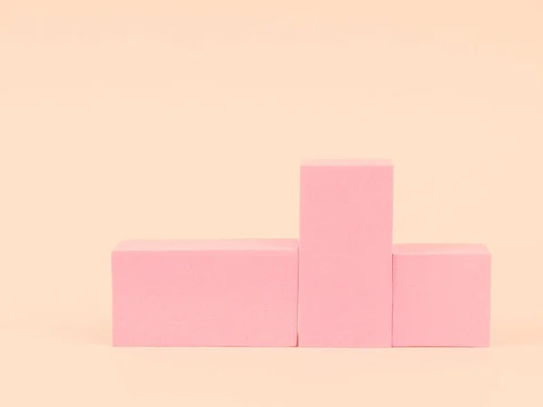 Stack Pink Blocks Geometrical Figures Still Life Composition Platonic Solids — Stock Photo, Image