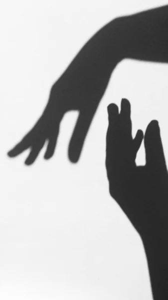 Δύο Γυναικεία Χέρια Προσεγγίζουν Ένα Άλλο Βοήθεια Σιλουέτα Θηλυκό Και — Φωτογραφία Αρχείου