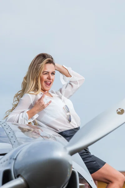 La femme dans l'avion — Photo