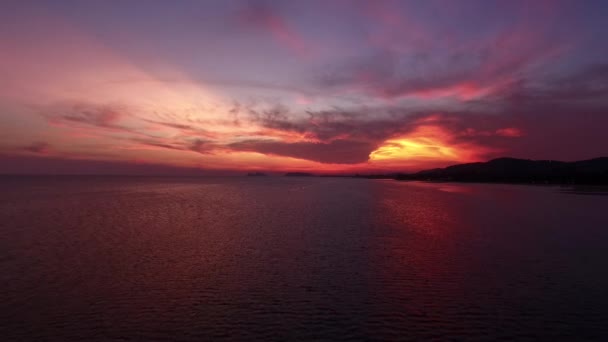 Ηλιοβασίλεμα αεροφωτογραφία Ταϊλάνδη Koh Phangan — Αρχείο Βίντεο