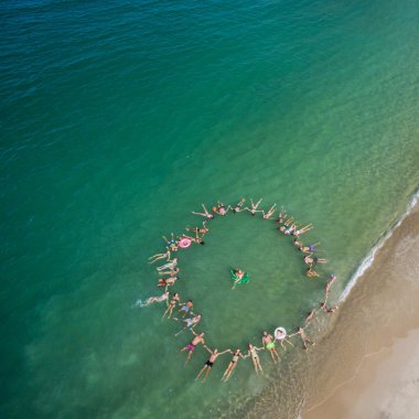 Aerial view people on the beach, Koh Phangan, Thailand, 08.05.2016 clipart