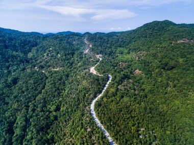 Aerial view of road in jungle of Koh Phangan clipart