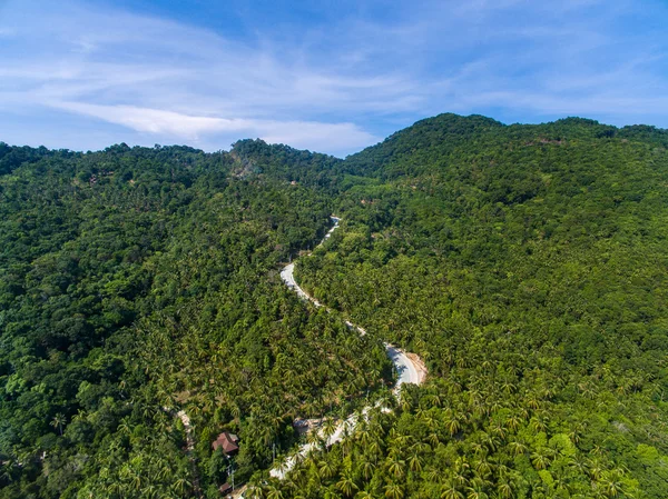 Vue aérienne de la route dans la jungle de Koh Phangan — Photo