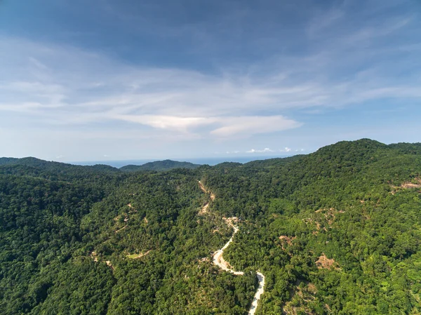 Vue aérienne de la route dans la jungle de Koh Phangan — Photo