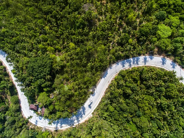 Veduta aerea della strada nella giungla di Koh Phangan — Foto Stock