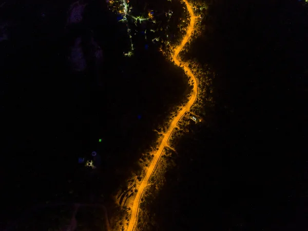 Nacht Luftaufnahme Dschungel Weg in Koh Phangan — Stockfoto