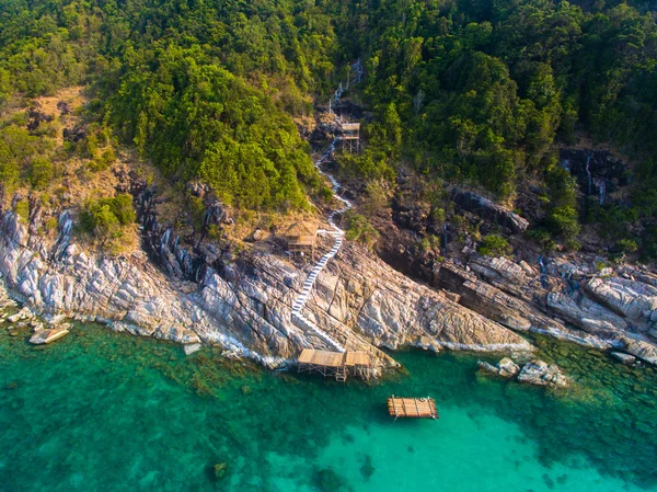 Letecký pohled na pobřeží Koh Phangan, Thajsko — Stock fotografie