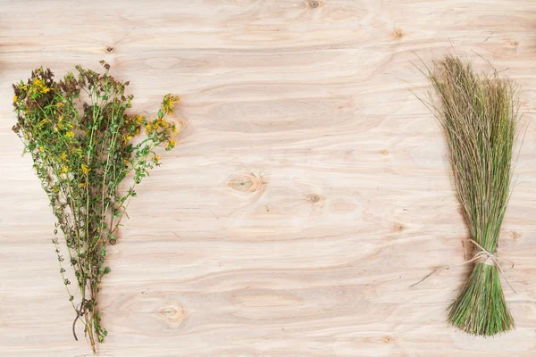 Composição de flor mínima das plantas na mesa de madeira — Fotografia de Stock