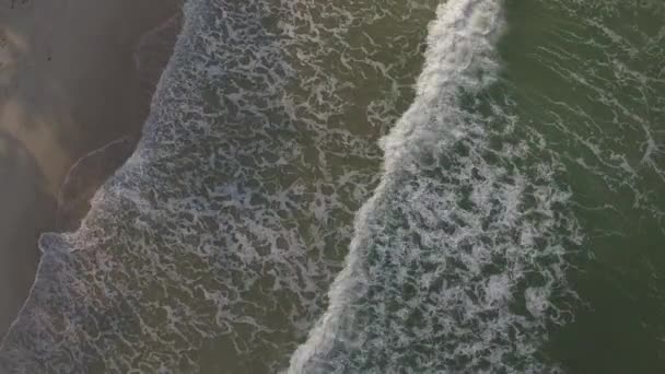 Вид сверху на береговую линию с волнами — стоковое видео
