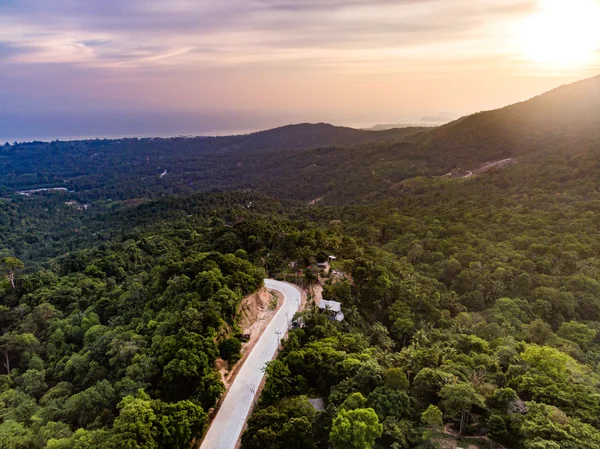 Vue aérienne de la route dans la jungle de Koh Phangan — Photo