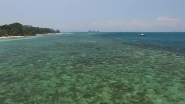 パンガン島, タイの浅瀬が付いている浜の航空写真 — ストック動画