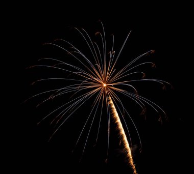 Kara gece gökyüzüne karşı havai fişek patlamaları