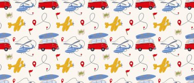 Uçak otobüsleri ve çocuk tarzında seyahat güzergahları olan kusursuz ulaşım yolları.