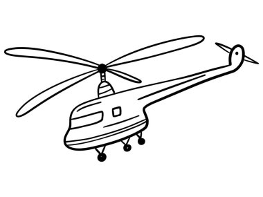 Basit bir çizim stiliyle el çizimi helikopter çizimi.