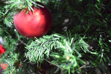 köknar dallı kırmızı ve beyaz noel baloları