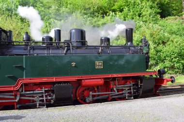 Güneşli bir günde buharlı lokomotif