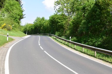 Yeşil çimenli ve ağaçlı yol