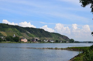 Leutesdorf 'un Ren kıyısında üzüm bağları var.