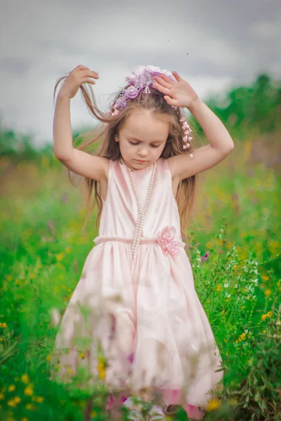 Kleines Mädchen Rosa Kleid — Stockfoto
