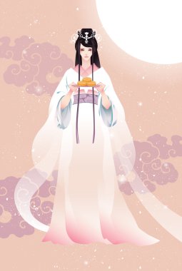 Chang'e, Çin Ay tanrıçası ile vektör çizim mid Sonbahar Festivali