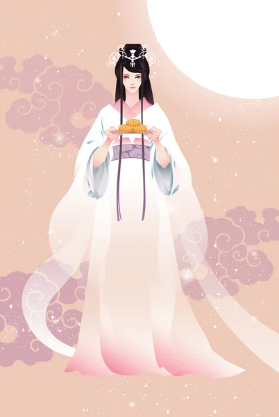 Vector illustration mid autumn festival with Chang'e, the Chinese Goddess of Moon — Stock Illustration Vector illustration mid autumn festival with Chang'e, the Chinese Goddess of Moon Vector Graphics