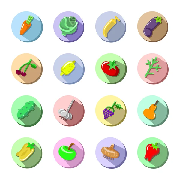 Pictogrammen van groenten en fruit. — Stockvector